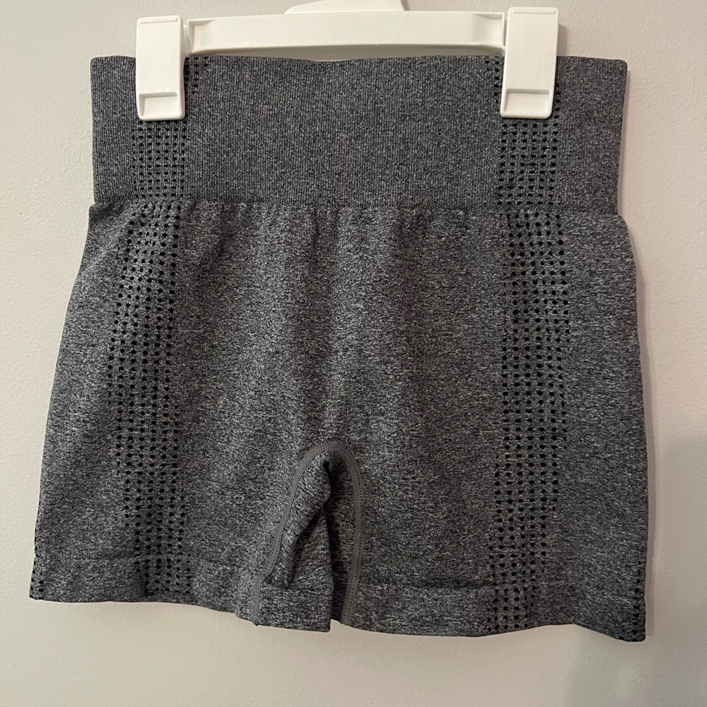 Aerie Charcoal Bike Shorts with Textured Mesh Panels